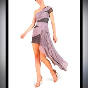 BCBG maxazria offshoulder Gray & black dress